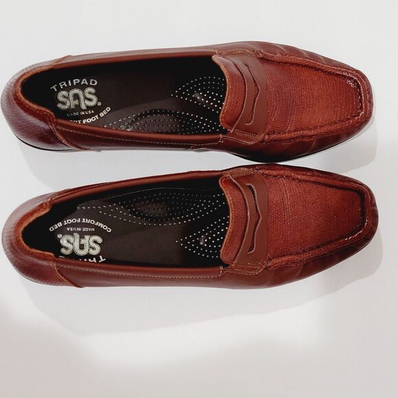 SAS Penny J Women's Slip On Loafers Sz 8.5 Brown Siena Leather Tripad Mocs Shoes - Picture 11 of 11